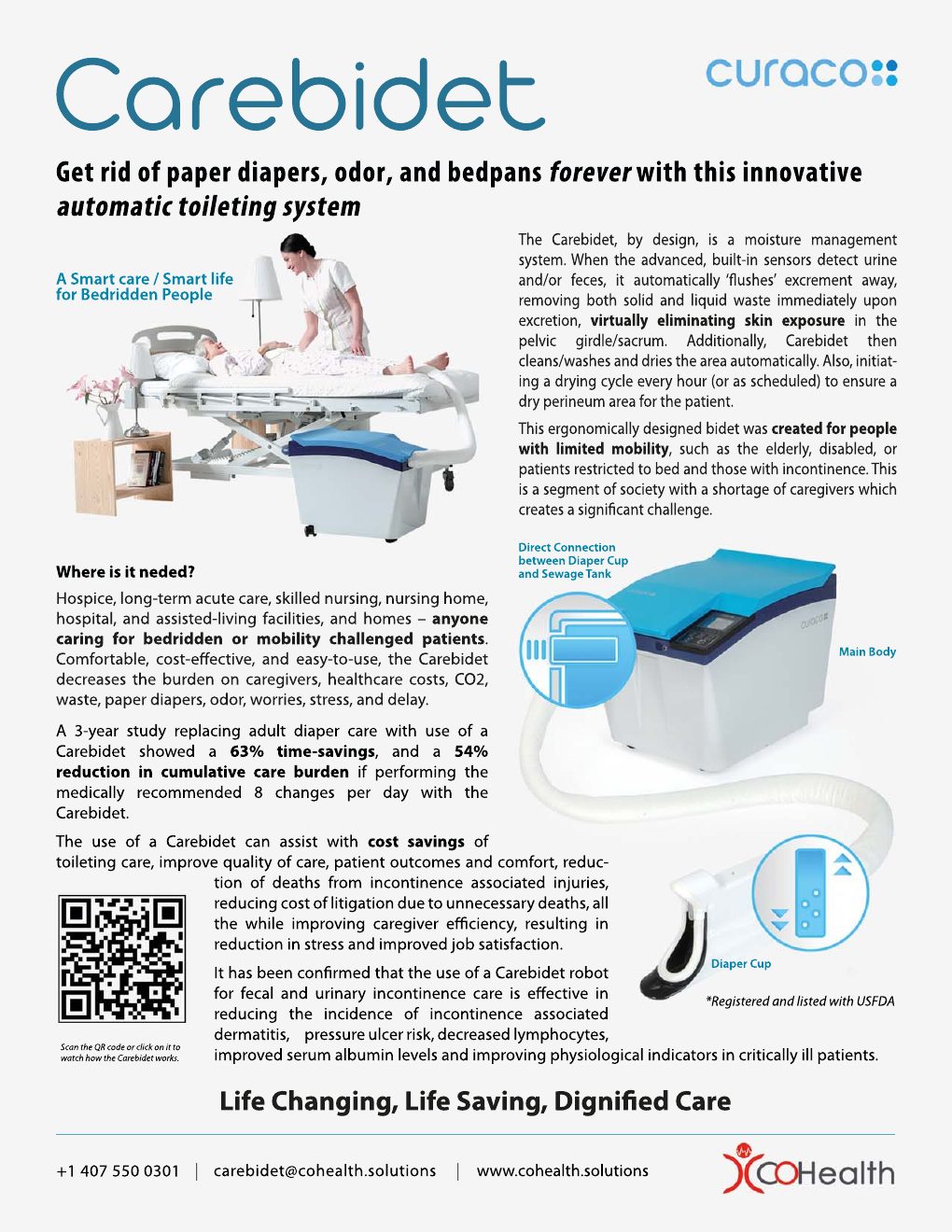 First page of the Carebidet Institutional Care flyer
